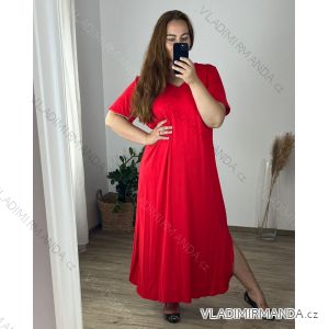 Langes Maxi-Sommer-Freizeitkleid mit kurzen Ärmeln für Damen (52/54/56 EINHEITSGRÖSSE) ITALIAN FASHION IMD24213