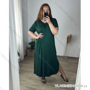 Langes Maxi-Sommer-Freizeitkleid mit kurzen Ärmeln für Damen (52/54/56 EINHEITSGRÖSSE) ITALIAN FASHION IMD24213