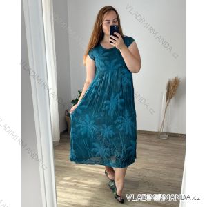 Šaty s páskem krátký rukáv dámské nadrozměr (XL/2XL ONE SIZE) ITALSKÁ MÓDA IMBM23019