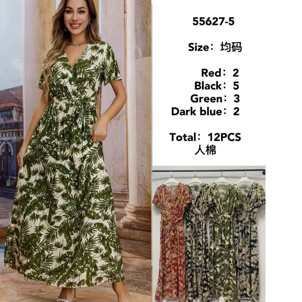 Langes Sommerkleid für Damen mit kurzen Ärmeln (Einheitsgröße S/M) ITALIAN FASHION IMPEM2455627