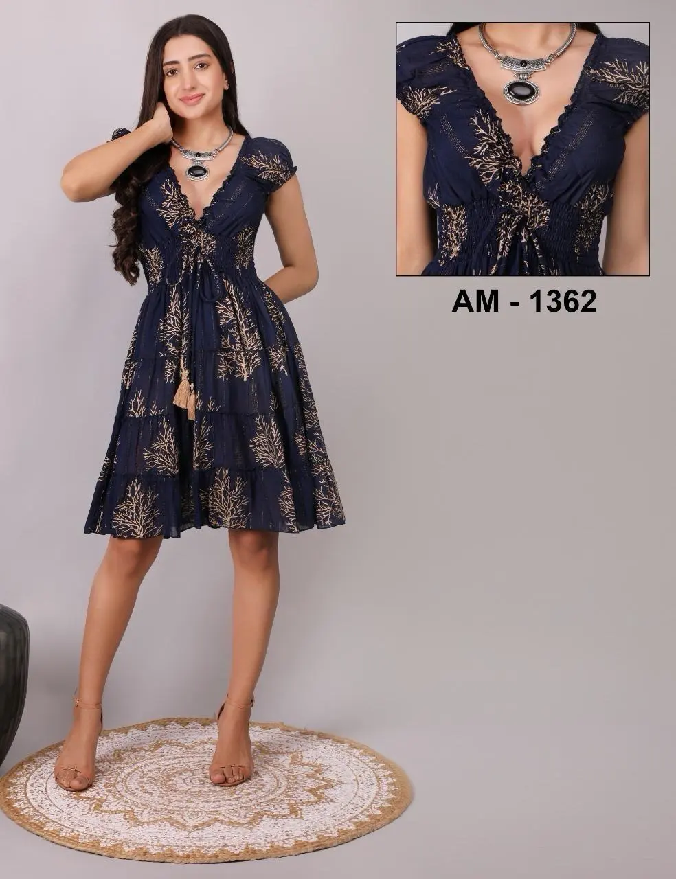 Damen-Sommerkleid mit kurzen Ärmeln (Einheitsgröße S/M) ITALIAN FASHION IMPEM241362