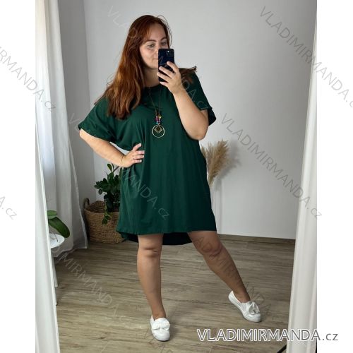 Übergroßes Kleid mit Anhänger, kurze Ärmel, Damen, Übergröße, Baumwolle, Sommer (54/56/58 Einheitsgröße), italienische Mode, IM424381