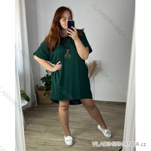 Übergroßes Kleid mit Anhänger, kurze Ärmel, Damen, Übergröße, Baumwolle, Sommer (54/56/58 Einheitsgröße), italienische Mode, IM424381