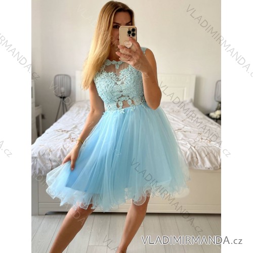 Kurzes, lässiges Kurzarmkleid für Damen (Einheitsgröße S/M) ITALIAN FASHION IMPSH236544 S / M hellblau