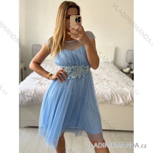 Trägerloses kurzes Partykleid für Damen (Einheitsgröße S/M) ITALIAN FASHION IMPSH23C662 S / M hellblau