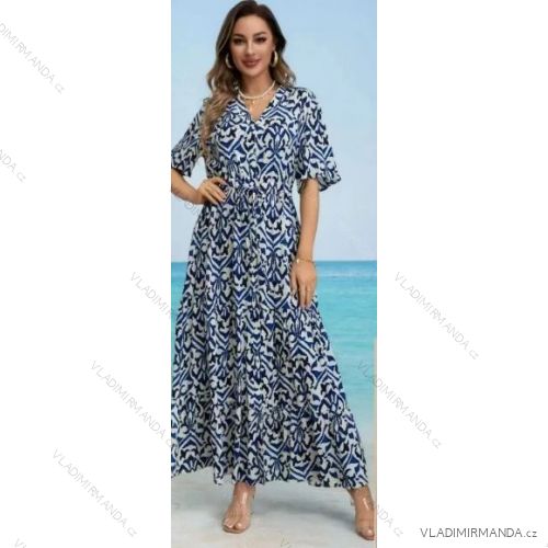 Langes Sommerkleid mit kurzen Ärmeln für Damen (S/M - L/XL) ITALIAN FASHION IMPEM2455567