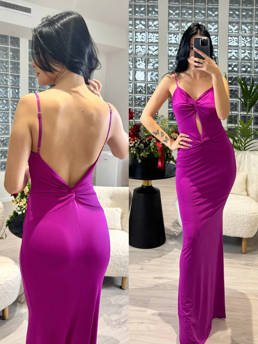 Langes, elegantes, ärmelloses Sommerkleid für Damen (Einheitsgröße S/M) ITALIAN FASHION IMPBB23P9741