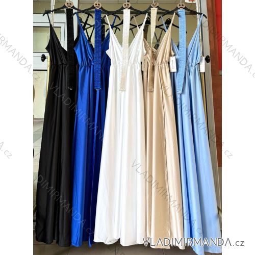 Langes Chiffon-Kurzarmkleid für Damen (S/M ONE SIZE) ITALIAN FASHION IMWGS231048