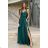 Damen Plus Size (42-46) langes elegantes ärmelloses Partykleid POLISH FASHION PMLBC23265-10 34 Smaragdgrün