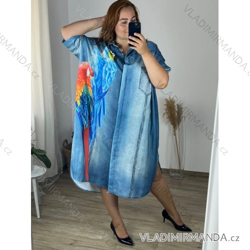 Langes Chiffon-Kurzarmkleid für Damen (S/M ONE SIZE) ITALIAN FASHION IMWGS231048 -   blau -   56/58