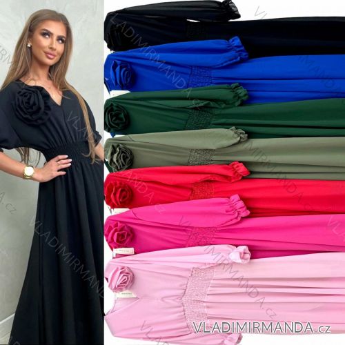 Langes, verziertes Chiffonkleid mit langen Ärmeln für Damen in Übergröße (50/52 EINHEITSGRÖSSE) ITALIAN FASHION IMWT24139