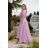 Langes, elegantes Damenkleid mit breiten Trägern (SL) FRENCH FASHION FMPEL23VELVET hellviolett 46