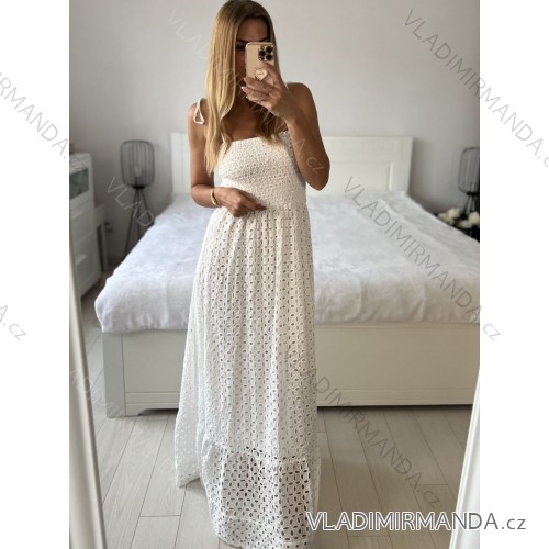 Langes, trägerloses Sommerkleid im Boho-Stil für Damen (Einheitsgröße S/M) ITALIAN FASHION IMPEM2323073 S / M weiß