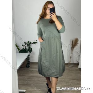 Freizeitkleid Baumwolle 3/4-Ärmel Damen Übergröße (40-50) POLISH FASHION PMF24MARGARITA