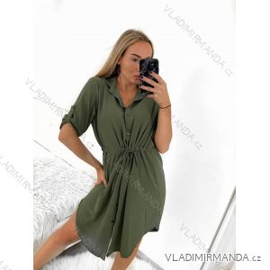 Šaty košilové oversize krátký rukáv dámské (M/L//XL ONE SIZE) ITALSKÁ MÓDA IM422525