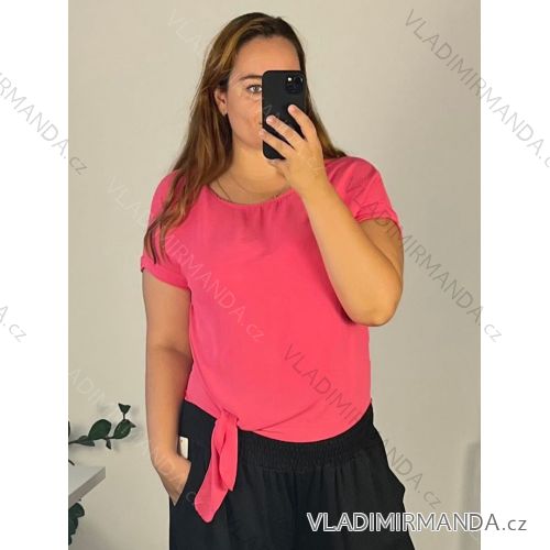 Damen Tunika mit verlängertem Kurzarm (UNI S-M) SWEETISIMA ITALIAN FASHION IMD20069 L / XL mittelrosa