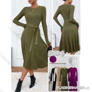 Damen-Freizeitkleid mit langen Ärmeln und Gürtel (Einheitsgröße S/M/L) ITALIAN FASHION IMHMS24289