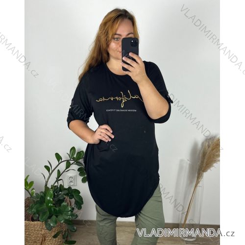 Šaty oversize krátký rukáv dámské nadrozměr (4XL/5XL ONE SIZE) ITALSKÁ MÓDA IM422026