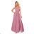 362-1 JUSTINE Langes Kleid mit Ausschnitt und Krawatte - Puderrosa mit Glitzer -   Rose alte Rose -   S