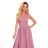 362-1 JUSTINE Langes Kleid mit Ausschnitt und Krawatte - Puderrosa mit Glitzer -   Rose alte Rose -   S