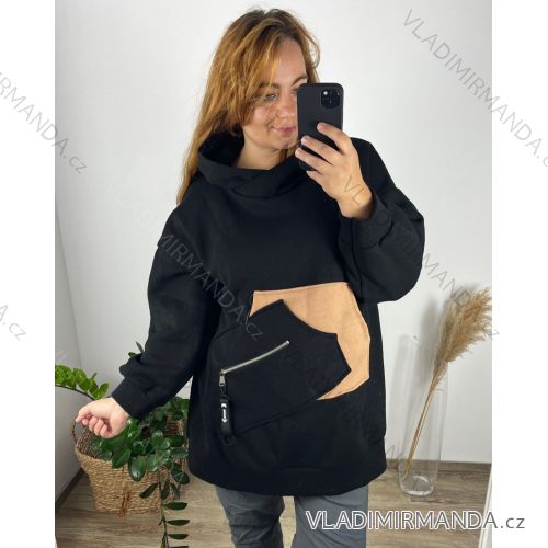 Warmer Langarm-Hoodie für Frauen (2XL/3XL, EINE GRÖSSE) ITALIAN FASHION IMD22722 56/58 schwarz