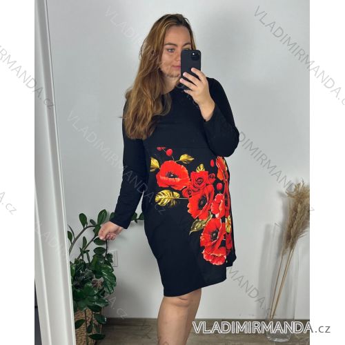 Shirt verlängert 3/4 Langarm Damen (L/XL/2XL ONE SIZE) ITALIAN FASHION IM424GORA 52/54 schwarz