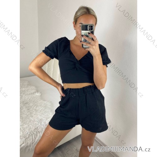 Sommer-Musselin-Shorts und Top-Set für Damen (Einheitsgröße S/M) ITALIAN FASHION IMWY23099 -   schwarz -   S / M