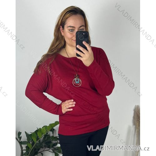 Shirt verlängert 3/4 Langarm Damen (L/XL/2XL ONE SIZE) ITALIAN FASHION IM423025 48/50 Wein