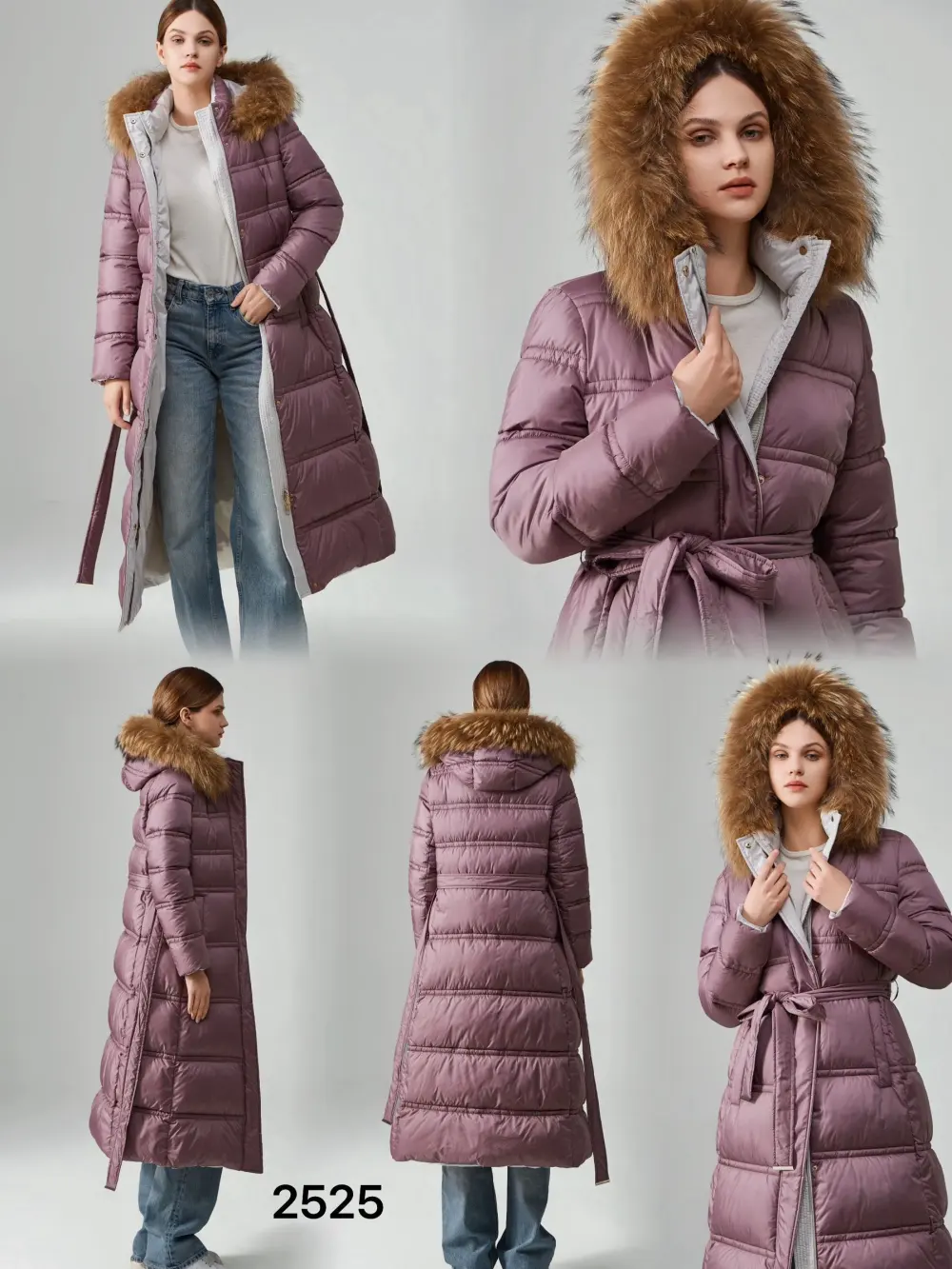 Damen-Wintermantel mit langen Ärmeln und Gürtel (Einheitsgröße S/M/L) ITALIAN FASHION IMPNF242525