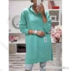 Šaty mikinové s kapucí dlouhý rukáv dámské nadrozměr (XL/2XL ONE SIZE) ITALSKÁ MÓDA IMD211113