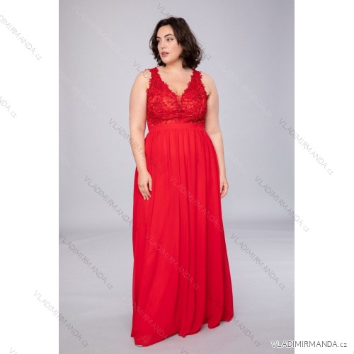 Langes, elegantes Partykleid für Damen in Übergröße (4248) mit breiten Trägern FRENCH FASHION FMPEL23ROBELAETITIAQS rot 48