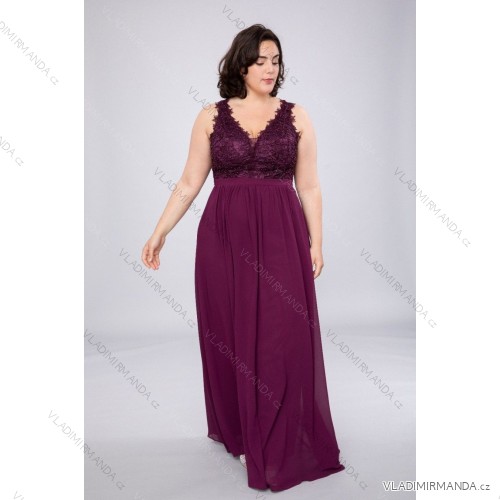 Langes, elegantes Partykleid für Damen in Übergröße (4248) mit breiten Trägern FRENCH FASHION FMPEL23ROBELAETITIAQS fialová purpurová 48