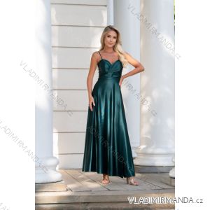 Langes, elegantes Damenkleid mit breiten Trägern (SL) FRENCH FASHION FMPEL23VELVET