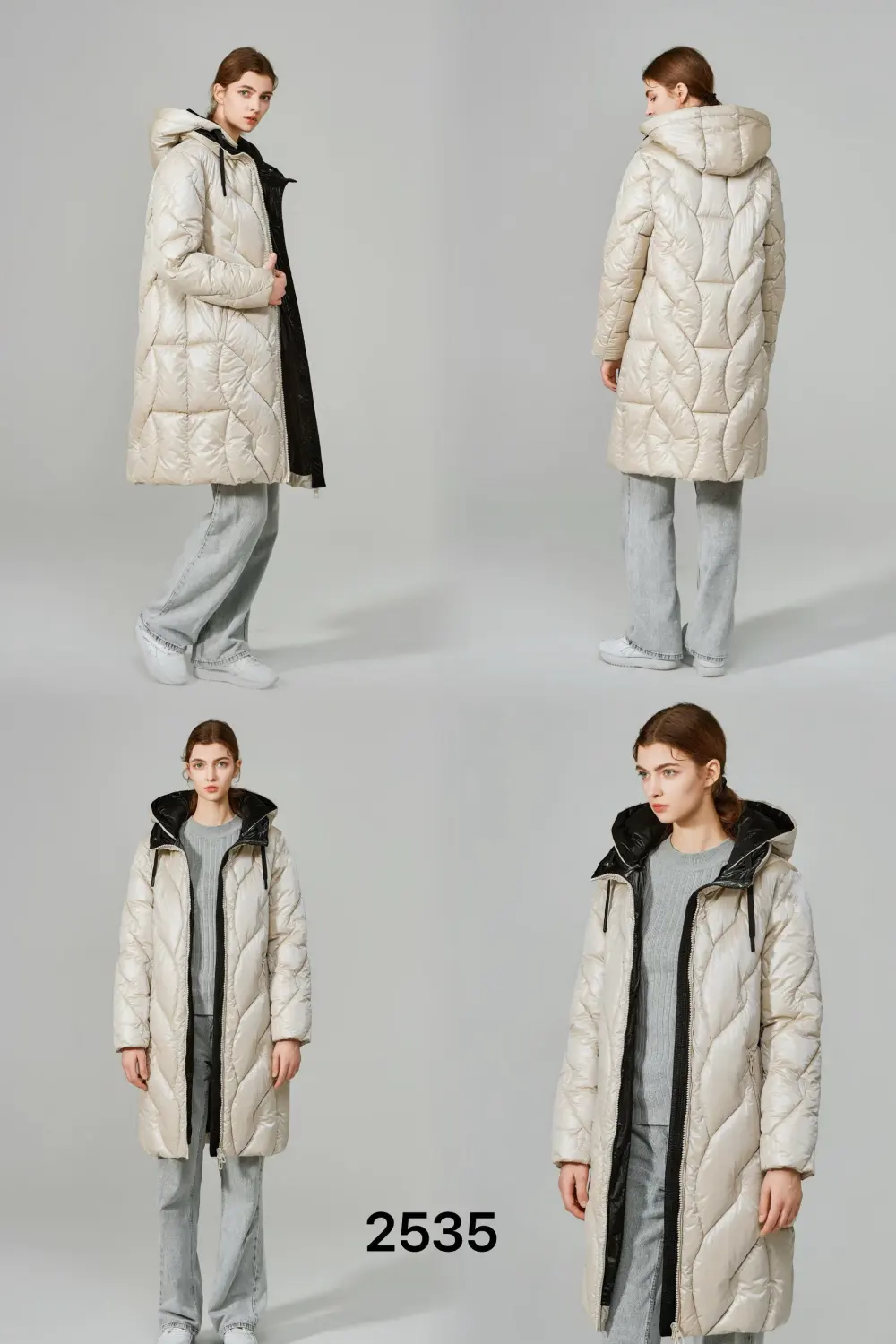 Damen Wintermantel mit Kapuze und langen Ärmeln (Einheitsgröße S/M/L) ITALIAN FASHION IMPNF242535 Geben Sie eine Notiz ein M