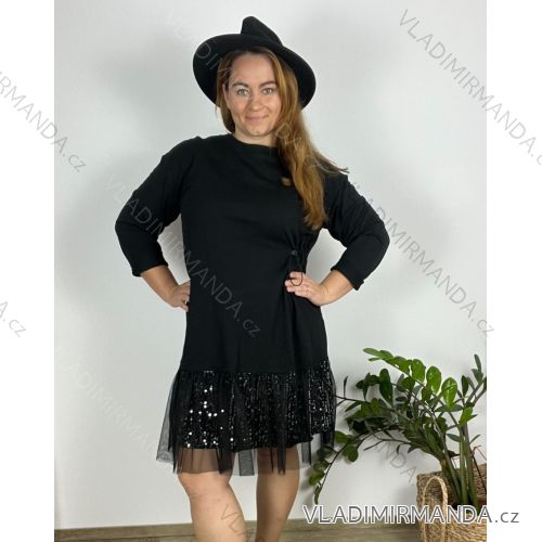 Lässiges Damenkleid mit Kordelzug und 3/4-langen Ärmeln in Übergröße (50/52/54 Einheitsgröße) ITALIAN FASHION IM424701