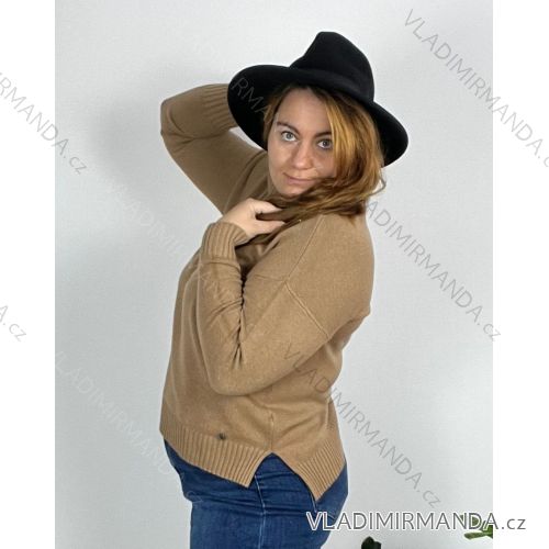 Oversize-Pullover für Damen mit Aufdruck (M / L ONE SIZE) ITALIAN FASHION IMB22KELLY 50/52 braun