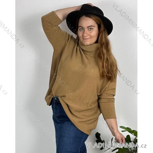 Strickpullover dünner Rollkragen Langarm Damen (L / XL ONE SIZE) ITALIAN FASHION IMD211110 56/58 braun