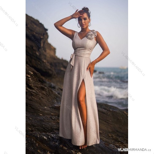 Trägerloses Partykleid aus Tüll für Damen (S/M/L ONE SIZE) ITALIAN FASHION IM923001 béžová smetanová 48