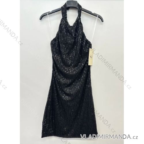 Elegantes, glitzerndes, ärmelloses Damenkleid mit Pailletten (Einheitsgröße S/M) ITALIAN FASHION IMPSH246883