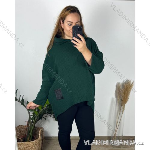 Langärmliges Damen-Sweatshirt mit Reißverschluss und Kapuze in Übergröße (XL/2XL, EINZIGE GRÖSSE) ITALIAN FASHION IMD23429