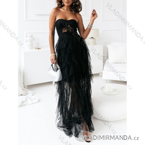 Langes Chiffon-Kurzarmkleid für Damen (S/M ONE SIZE) ITALIAN FASHION IMWGS231048