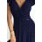 411-3 CRYSTAL langes schimmerndes Kleid mit Ausschnitt - marineblau dunkelblau 2XL