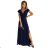 411-3 CRYSTAL langes schimmerndes Kleid mit Ausschnitt - marineblau dunkelblau 2XL