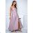 Damen Plus Size (42-46) langes elegantes ärmelloses Partykleid POLISH FASHION PMLBC23265-10 růžová světlá 36