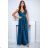 Damen Plus Size (42-46) langes elegantes ärmelloses Partykleid POLISH FASHION PMLBC23265-10 türkis 40