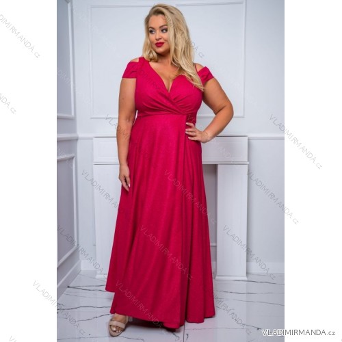 Damen Plus Size (42-46) langes elegantes ärmelloses Partykleid POLISH FASHION PMLBC23265-10 růžová fuchsiová 50