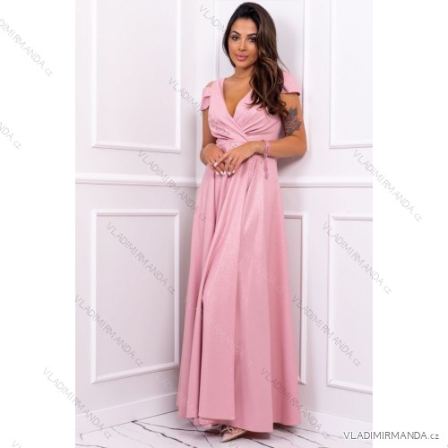 Damen Plus Size (42-46) langes elegantes ärmelloses Partykleid POLISH FASHION PMLBC23265-10 pink 40