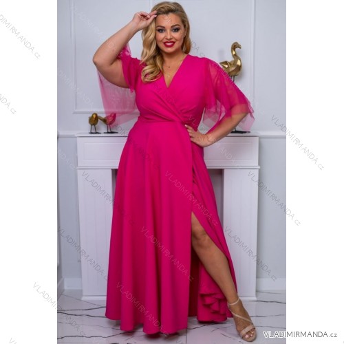 Damen Plus Size (42-46) langes elegantes ärmelloses Partykleid POLISH FASHION PMLBC23265-10 růžová fuchsiová 50