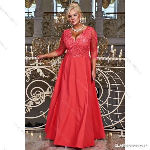 Damen Plus Size (42-46) langes elegantes ärmelloses Partykleid POLISH FASHION PMLBC23265-10 růžová malinová 42