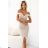 564-5 CALLIE Off-Shoulder Midikleid mit Ausschnitt - hellbeige